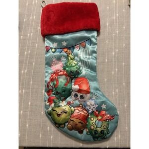 SHOPKINS Kurt Adler Christmas Stocking Full Size 17 Inches Blue Silky